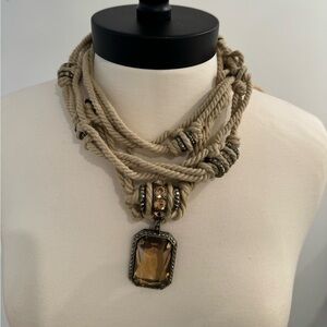 2012 Lanvin Long Amber & Tan Ropes Necklace - 2 pieces